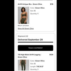 ALO Yoga Airlift Intrigue Sports Bra - Olive Green matching legging set size S
